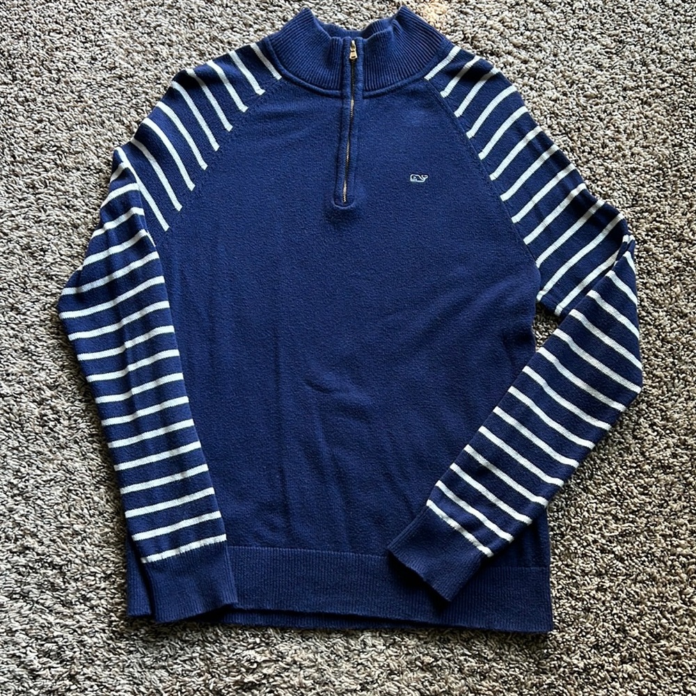 Vineyard Vines Navy Blue with White and Navy Stripes Sweater, Women’s Size S